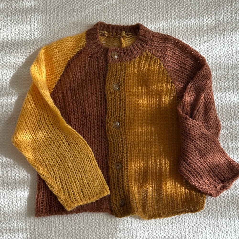 BEAMS BOY JAPAN women’s loose knit color block cardigan sweater size small